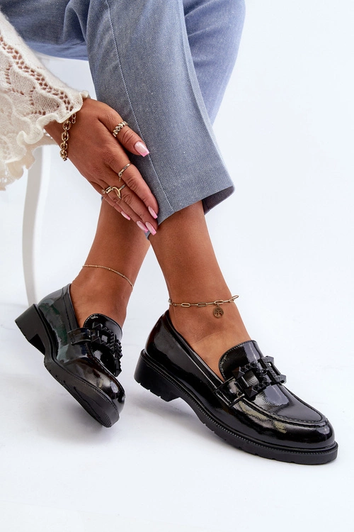 Lakierowane Mokasyny Damskie Z Ozdobą S.Barski HY371A