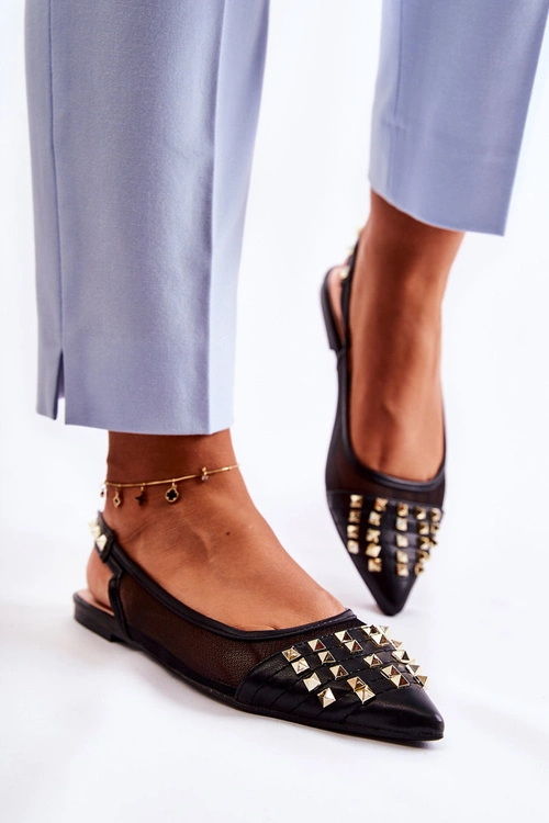 Damskie Baleriny Z Ćwiekami Czarne Kinley