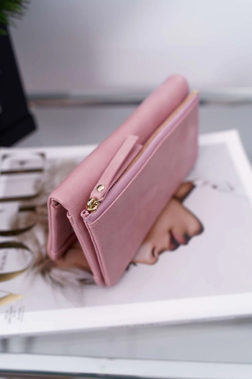 Portfel Damski Duży Różowy na Zatrzask
