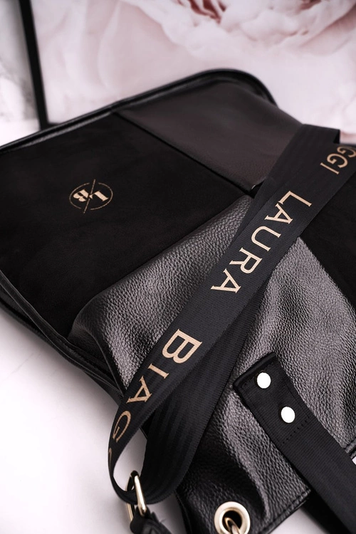 Duża Torba Shopper Z Odpinanym Paskiem LAURA BIAGGI Czarna