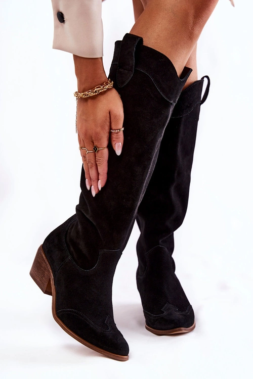 Damskie Kozaki Na Obcasie Lewski Shoes 3235 Czarne