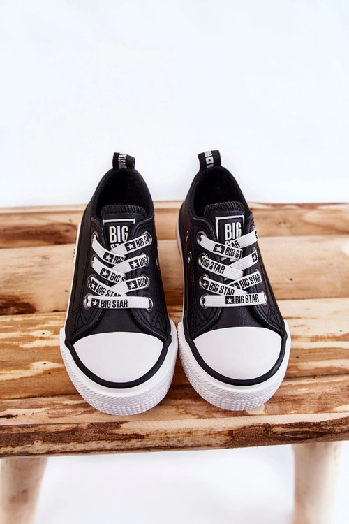 Dziecięce Skórzane Trampki BIG STAR KK374043 Czarno-Białe