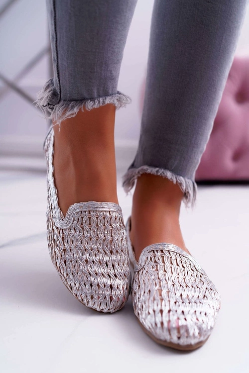 Baleriny Damskie Lu Boo Plecione Srebrny 4Ever