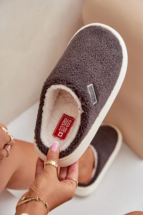 Ocieplane Kapcie Na Grubej Podeszwie Big Star MM274134 Ciemnoszare