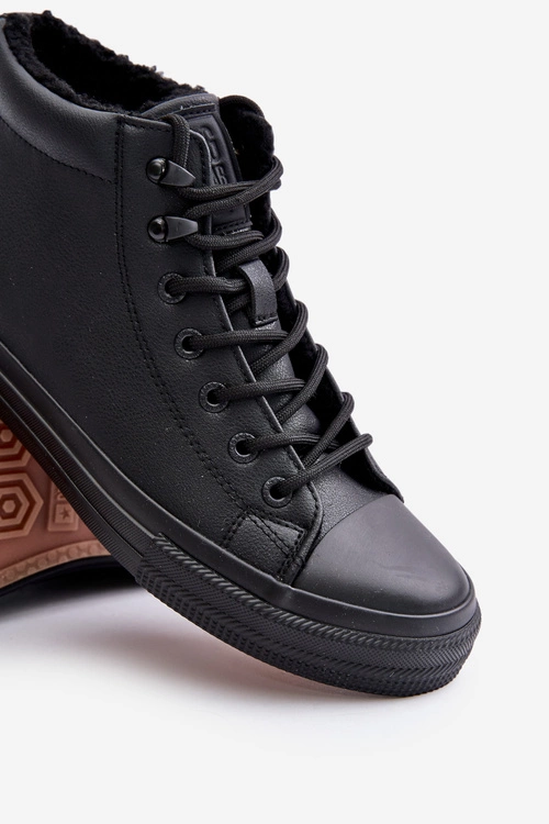 Ocieplane Trampki Męskie Z Eko Skóry Big Star OO174607 Czarne