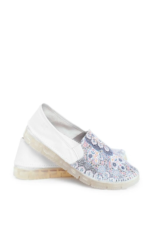 Damskie Półbuty Maciejka Wsuwane Skórzane Białe 03512-46