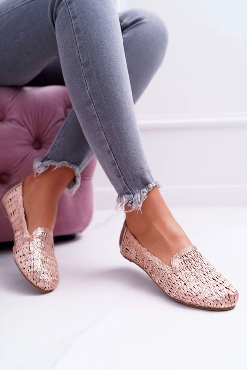 Baleriny Damskie Lu Boo Plecione Różowe Złoto 4Ever
