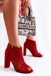 Zamszowe Ażurowe Botki Czerwone Jenissa