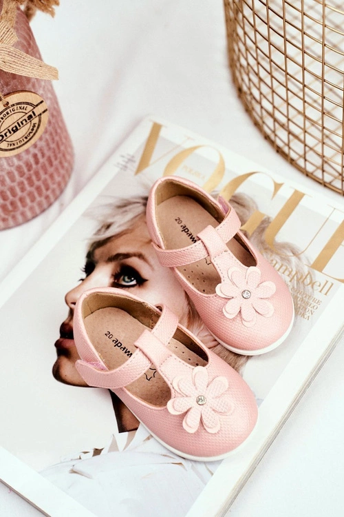 Balerinki Dziecięce na Rzepy Kwiatuszek Różowe Antrela