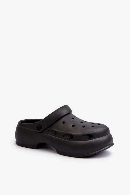 Piankowe Klapki Damskie Na Masywnej Podeszwie Czarne Danollia