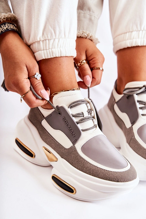 Damskie Sneakersy Sportowe Buty Biało-Szare New Horizon