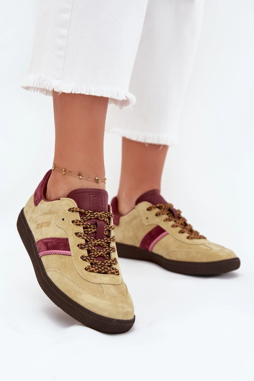 Zamszowe Niskie Sneakersy Damskie Big Star SS274680 HI-POLY SYSTEM Limonkowe