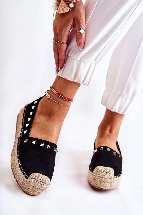 Damskie Espadryle Z Ćwiekami Czarne Laross