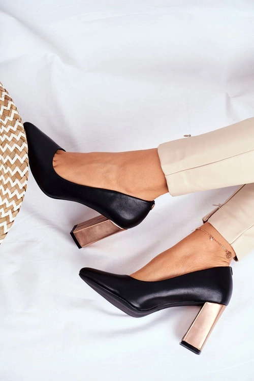 Czółenka Na Złotym Słupku Sergio Leone PB216 Czarne