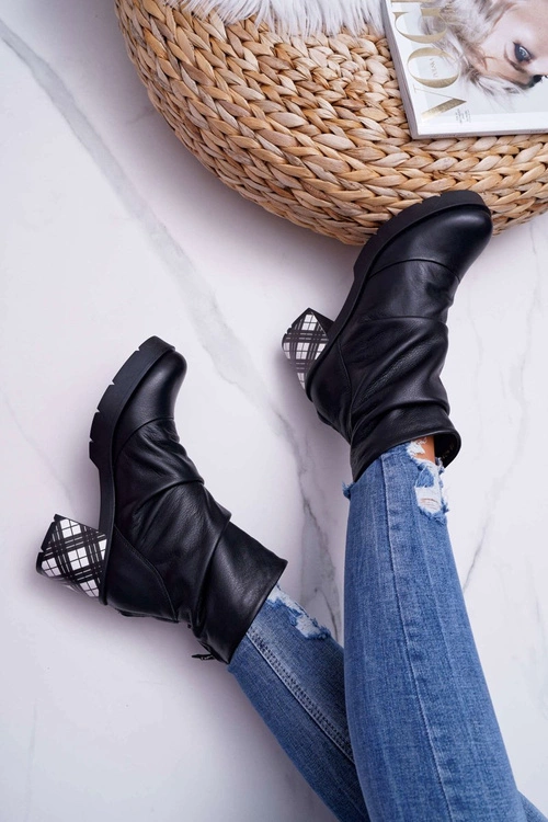 Botki Damskie Skórzane Maciejka Czarne 04216-01