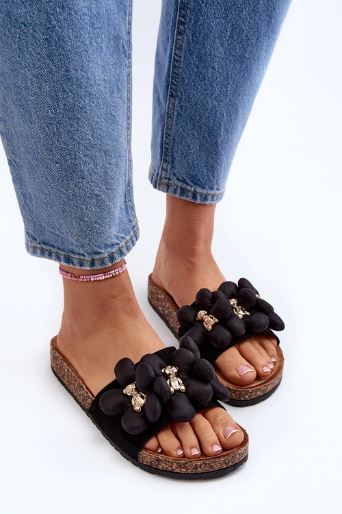 Klapki Damskie Z Ozdobami Czarne Bunlia