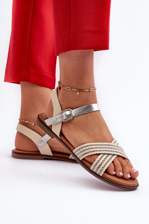 Płaskie Sandały Damskie S.Barski MY923 Beżowe