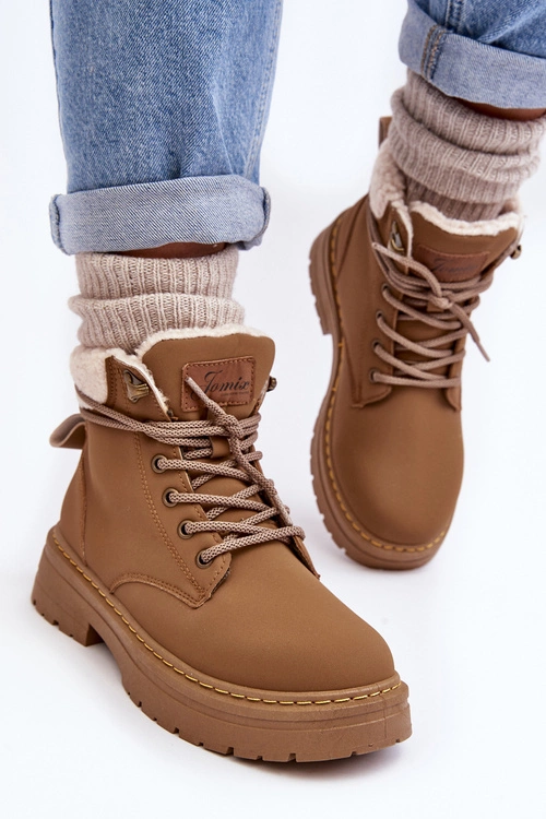 Trapery Damskie Skórzane Z Kożuchem Brązowe Lynnvia