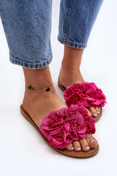 Damskie Klapki Z Kwiatkami Fuksja Eelfan