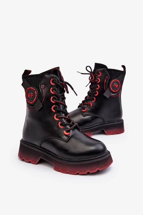 Dziecięce Ocieplane Trapery Botki Czarne Askya