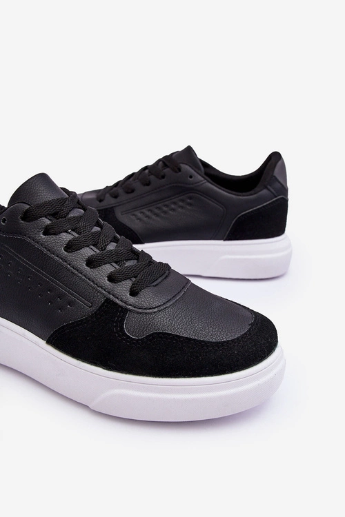 Męskie Buty Sportowe Sznurowane Czarne Castiel