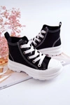 Dziecięce Wysokie Trampki Wiązane Czarno-Białe Freeze