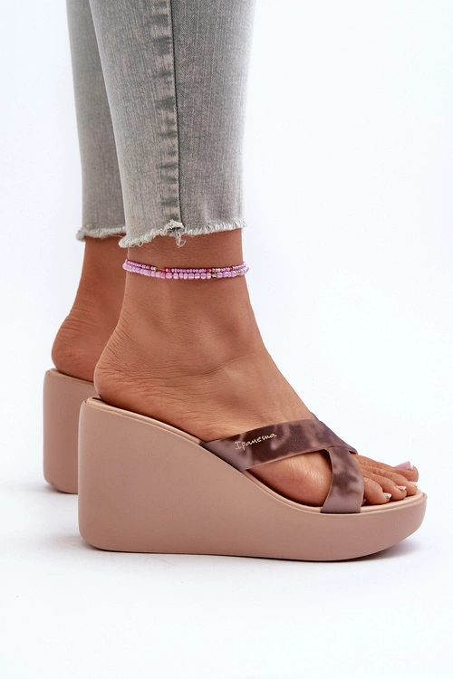 Klapki Damskie Na Koturnie 83520 Ipanema High Fashion Slide Fem Beżowe