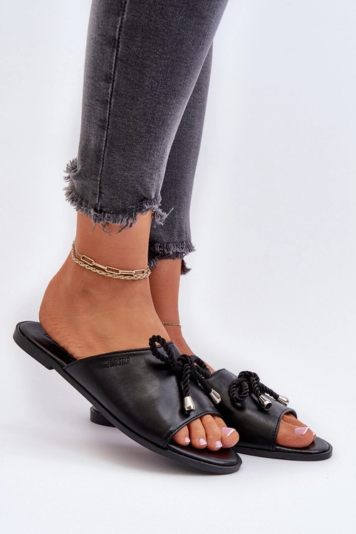 Klapki Damskie Eko Skórzane Big Star NN274066 Czarne