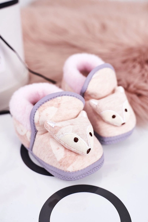 Dziecięce Papcie Na Gumce Z Liskiem Różowe Leo