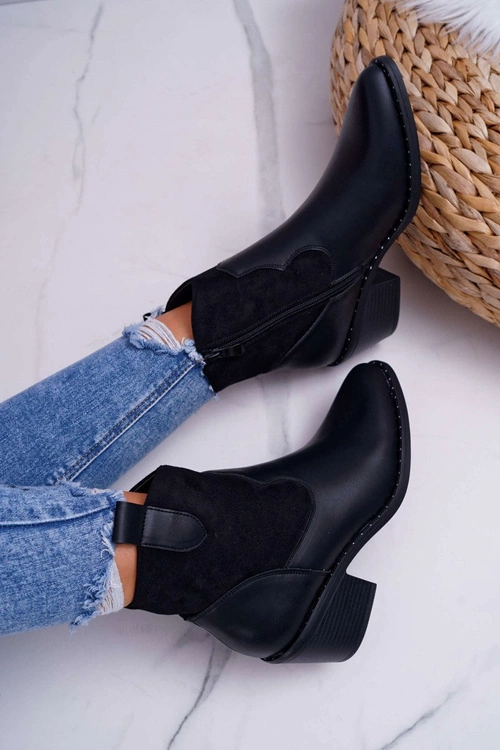 Damskie Botki Kowbojki Czarne Barski 30-20