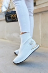 Damskie Buty Sportowe Skarpetowe Białe Runaway