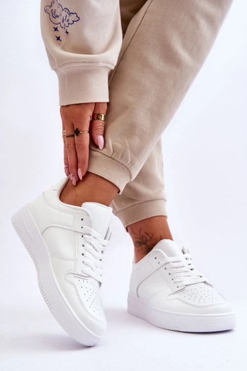 Klasyczne Sportowe Buty Na Platformie Białe Larena