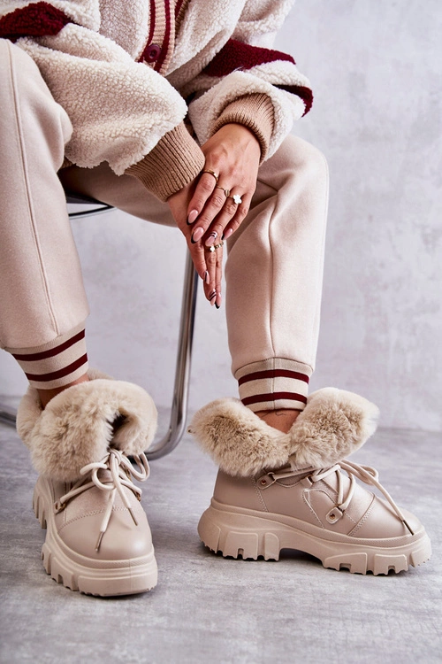 Ocieplane Botki Trapery Beżowe Charles