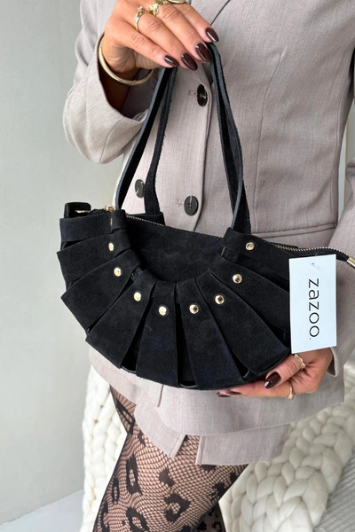 Torebka Z Naturalnego Zamszu Czarna Marivane