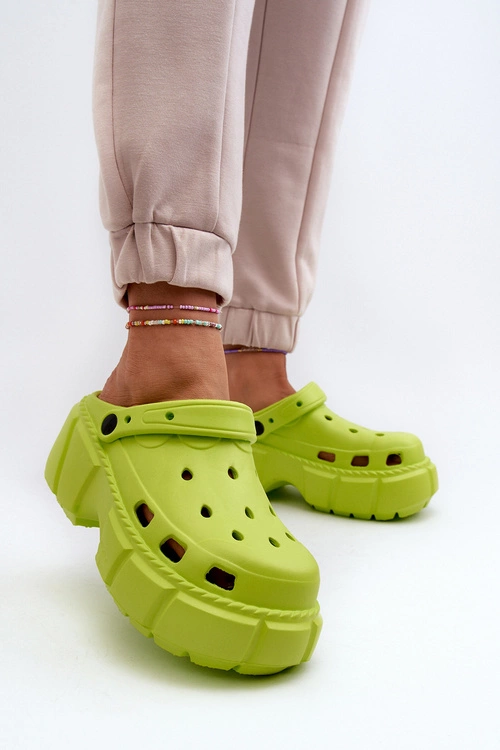 Klapki Damskie Piankowe Na Masywnej Podeszwie Limonkowe Witima