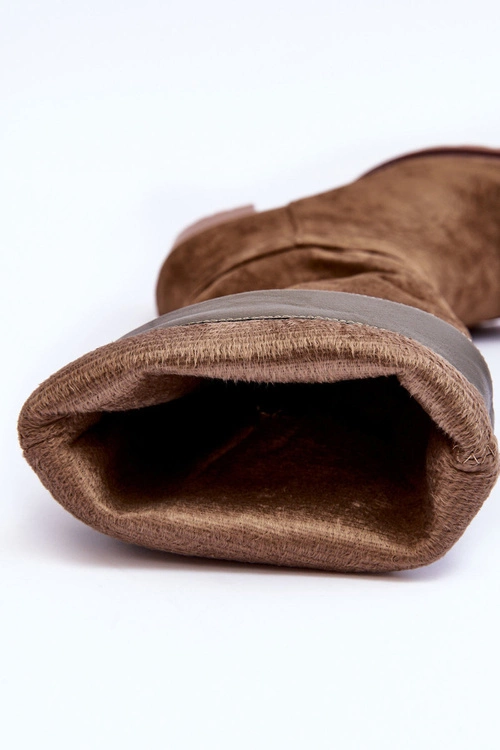 Kozaki Zamszowe Na Masywnym Obcasie Oliwkowe Virdana