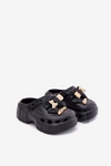 Klapki Dziecięce Dziewczęce Piankowe Z Kokardką I Ozdobami Czarne Selvana
