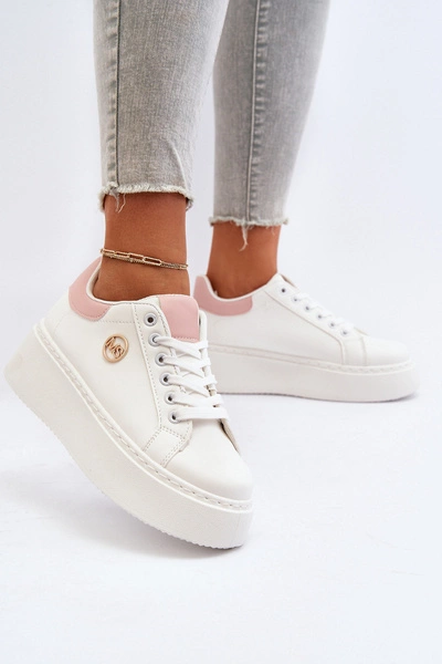 Sneakersy Damskie Na Platformie Białe Eshen