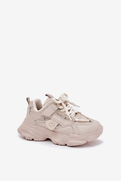 Sneakersy Dziecięce Na Platformie Beżowe Hanomess