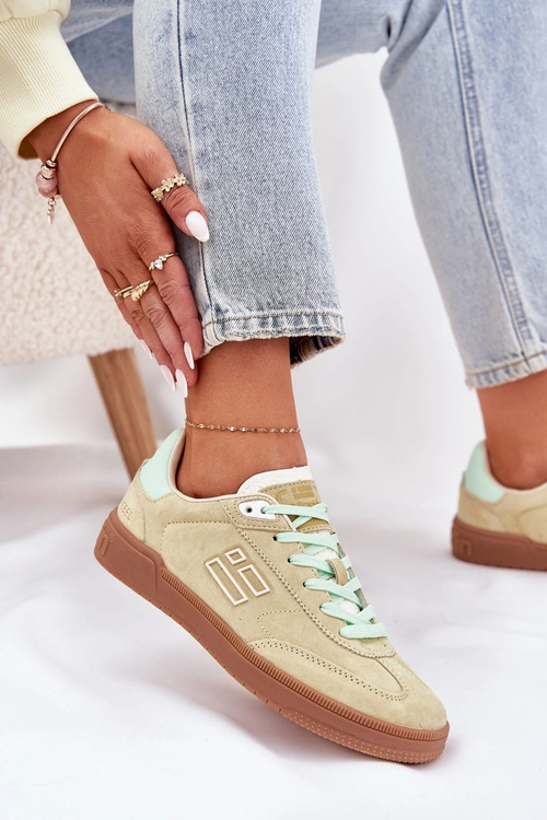 Zamszowe Buty Sportowe Sneakersy Damskie D.Franklin DFSH387005 Limonkowe