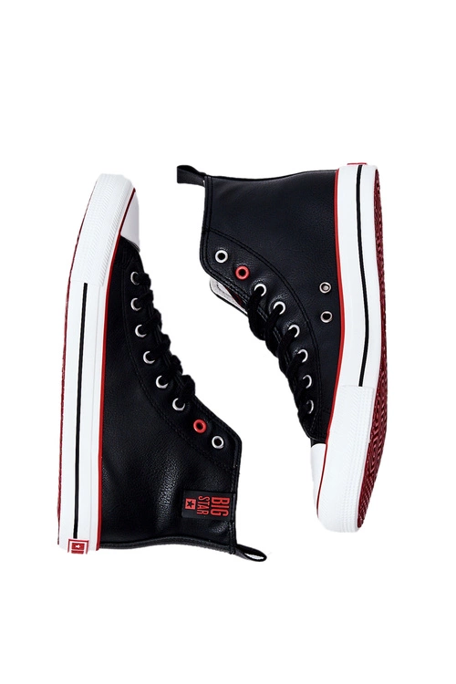 Męskie Wysokie Skórzane Trampki BIG STAR JJ174070 Czarne