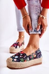 Modne Wsuwane Espadryle W Kwiaty Czarne Morice