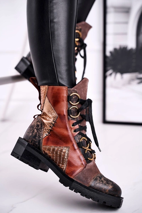 Botki Damskie Skórzane Trzewiki Maciejka Rude 04184-29/00-3