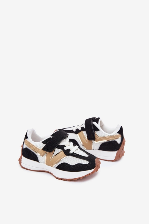 Sneakersy Dziecięce Na Rzep Biało-Czarne Tezzu