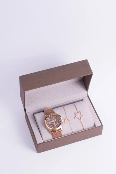 Damski Zegarek z Bransoletą Bellos Złoty Róż