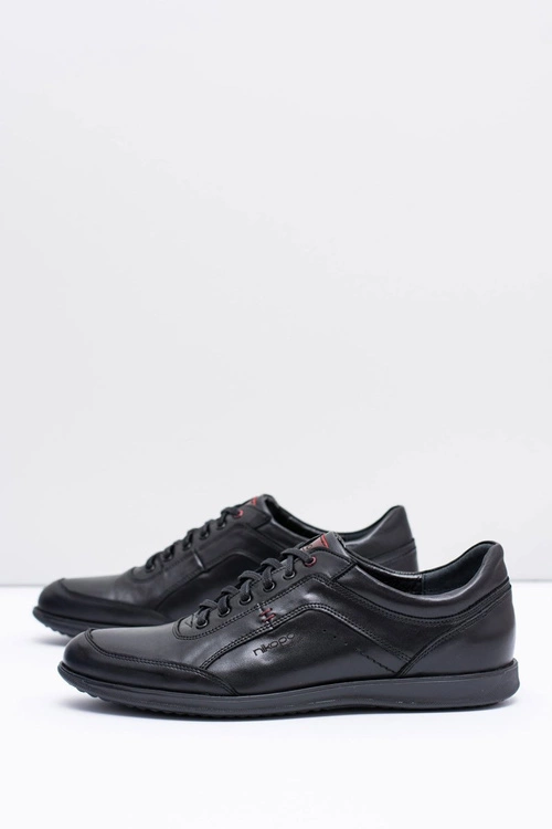 Męskie Czarne Skórzane Półbuty Nikopol Casual Polver