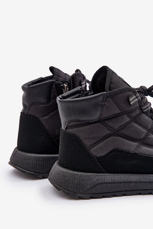 Ocieplane Męskie Buty Zimowe Sznurowane Progress PROGJ-24-153 Czarne