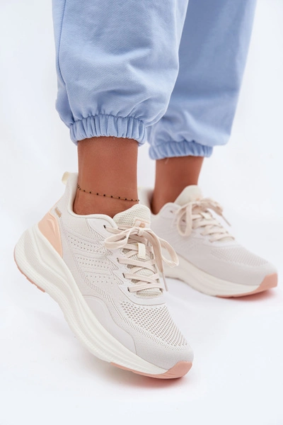 Buty Sportowe Damskie Na Platformie Beżowe Gelirae