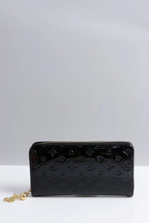 Portfel Damski Duży Lakierowany Złoty Zamek