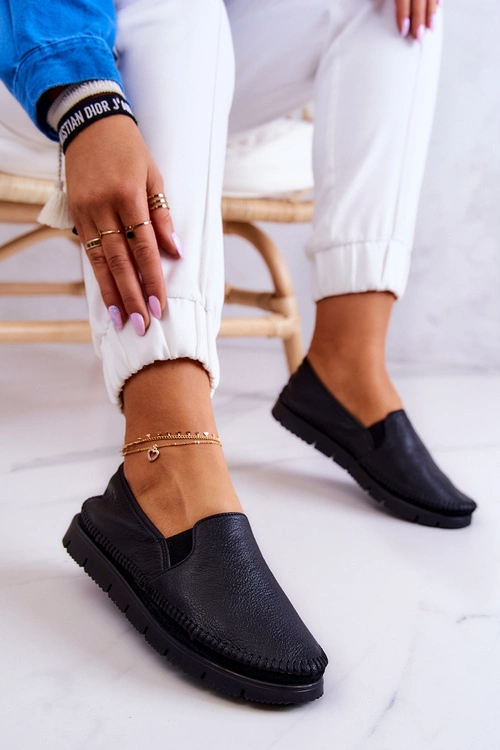 Damskie Półbuty Wsuwane Skórzane Maciejka 03512-01 Czarne